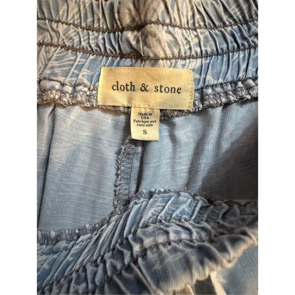 Anthropologie Cloth & Stone Denim Drawstring Lightweight Joggers Tropical Leaf P - Picture 4 of 10